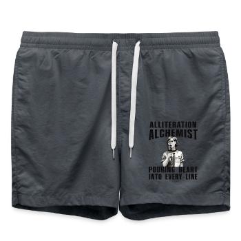 Alliteration Alchemist Poetry Slam - Swim Trunks - anthracite - Front - AI Model Male 185 light (185cm)