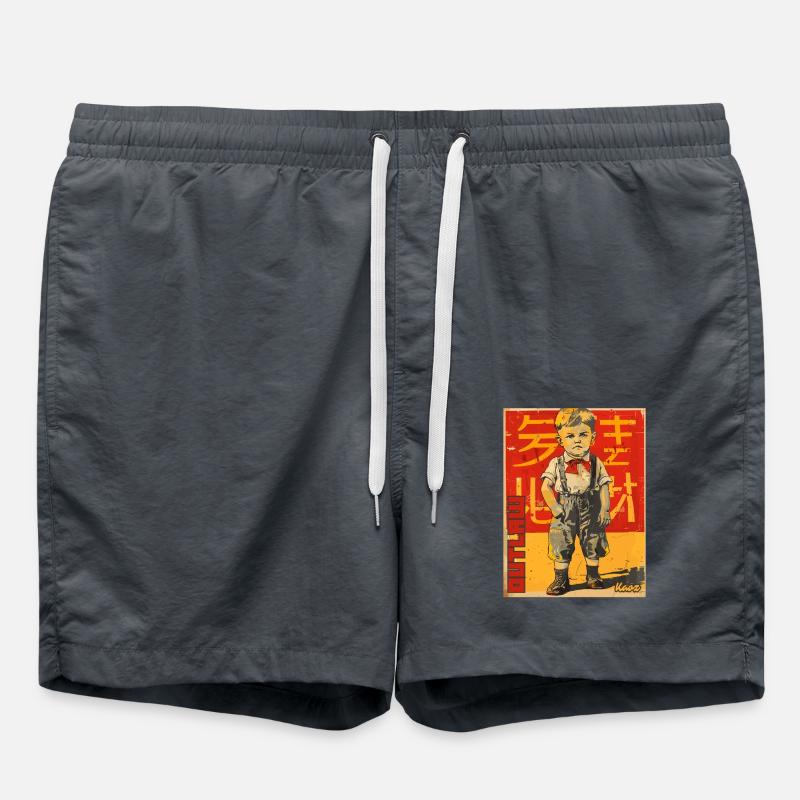 Rebellious Outlaw Boy Retro Style - Swim Trunks - anthracite