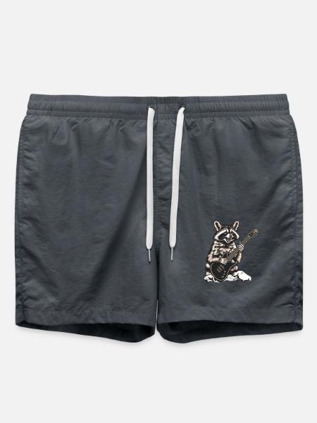 Raccoon rocking out on an electric guitar - Swim Trunks - anthracite