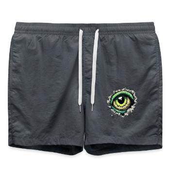 Monster eye peeking through the hole in the wall - Swim Trunks - anthracite - Front - AI Model Male 185 light (185cm)