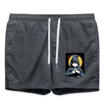 Verdächtiger in einem Kapuzenpullover - Badeshorts - Anthrazit - Vorne - AI Model Male 185 light (185cm)