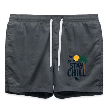 Stay Chill Tropische Entspannung Sommer Urlaub - Badeshorts - Anthrazit - Vorne - AI Model Male 185 light (185cm)