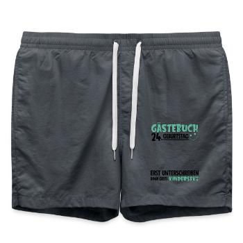 Guestbook 24 Birthday Sign Children's - Swim Trunks - anthracite - Front - AI Model Male 185 light (185cm)