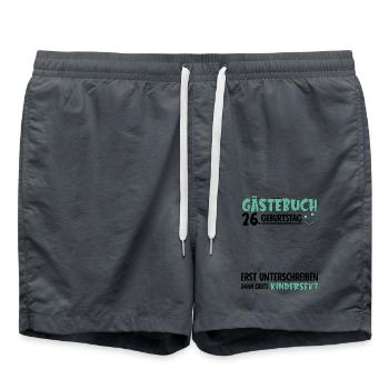 Guestbook 26 Birthday Sign Children's - Swim Trunks - anthracite - Front - AI Model Male 185 light (185cm)