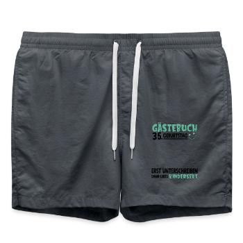 Guestbook 35 Birthday Sign Children's - Swim Trunks - anthracite - Front - AI Model Male 185 light (185cm)