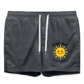Kiss Me I'm Your Sunshine Sun Summer - Swim Trunks - anthracite - Front - AI Model Male 185 light (185cm)