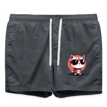 Cool cat with sunglasses - Swim Trunks - anthracite - Front - AI Model Male 185 light (185cm)
