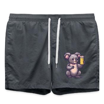 Koala Pixel Bier - Badeshorts - Anthrazit - Vorne - AI Model Male 185 light (185cm)