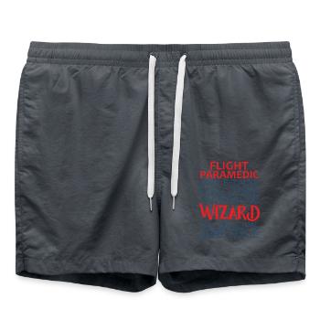 Flight Paramedic Wizard air rescue - Swim Trunks - anthracite - Front - AI Model Male 185 light (185cm)