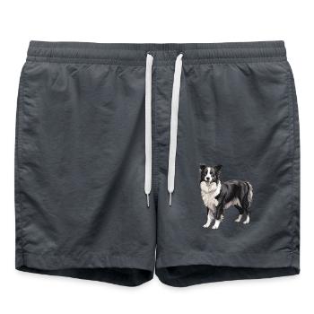 Border Collie Dog - Swim Trunks - anthracite - Front - AI Model Male 185 light (185cm)