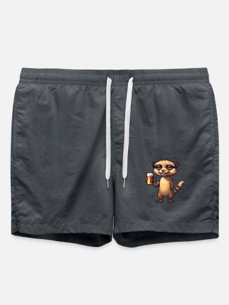 Erdmännchen Pixel Bier - Badeshorts - Anthrazit