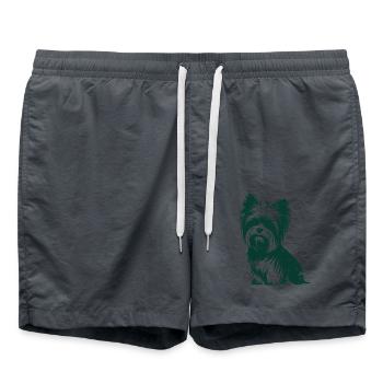 Yorkshire Terrier Silhouette Artwork for - Swim Trunks - anthracite - Front - AI Model Male 185 light (185cm)