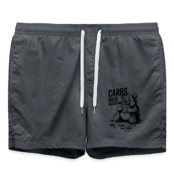 Carbs Over Consequences Bear Illustration - Swim Trunks - anthracite - Front - AI Model Male 185 light (185cm)