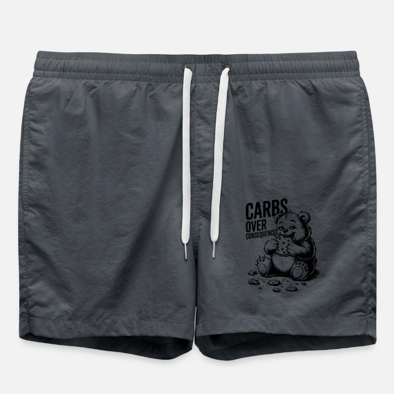Carbs Over Consequences Bear Illustration - Swim Trunks - anthracite