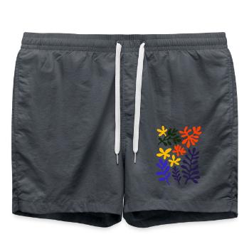 Matisse inspire : motif végétal abstrait coloré - Short de bain - charbon - Devant - AI Model Male 185 light (185cm)