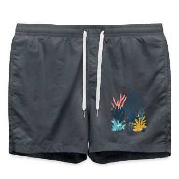 Matisse inspiriert: Abstraktes Korallenriff Bunt - Badeshorts - Anthrazit - Vorne - AI Model Male 185 light (185cm)