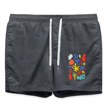 Matisse inspire : motif floral abstrait coloré - Short de bain - charbon - Devant - AI Model Male 185 light (185cm)