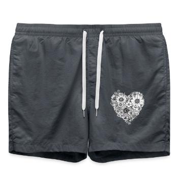 Herz aus skizzierten Blüten - Elegante Blumenkunst - Badeshorts - Anthrazit - Vorne - AI Model Male 185 light (185cm)