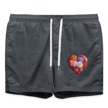 Herz aus üppigen Blüten - Farbenreiche Blumenkunst - Badeshorts - Anthrazit - Vorne - AI Model Male 185 light (185cm)