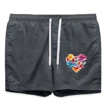 Heart of Hibiscus Blossoms - Tropical Floral Splendour - Swim Trunks - anthracite - Front - AI Model Male 185 light (185cm)
