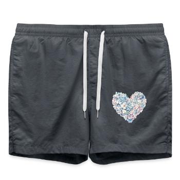 Cœur de fleurs d’hortensias - Fleurs délicates - Short de bain - charbon - Devant - AI Model Male 185 light (185cm)