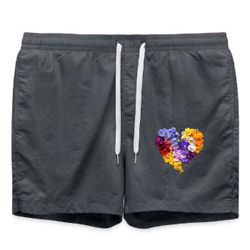 Cœur de pensées - Discours de fleur colorée - Short de bain - charbon - Devant - AI Model Male 185 light (185cm)