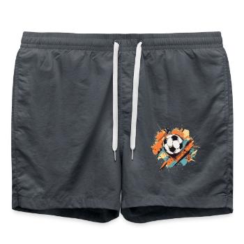 Stylish football with splashes of colour Orange Turquoise - Swim Trunks - anthracite - Front - AI Model Male 185 light (185cm)