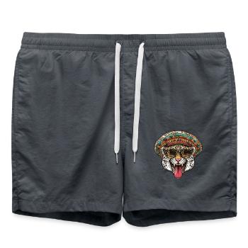 Leopard Comic Funny Sombrero - Swim Trunks - anthracite - Front - AI Model Male 185 light (185cm)