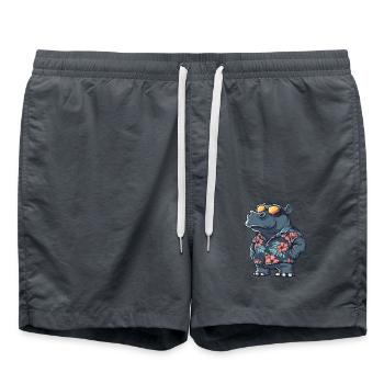 Hippopotame drôle d’été - Short de bain - charbon - Devant - AI Model Male 185 light (185cm)