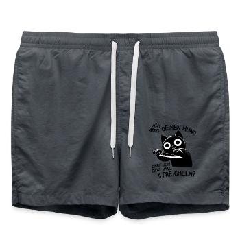Süße Katze mit Messer – Niedlich, aber tödlich - Badeshorts - Anthrazit - Vorne - AI Model Male 185 light (185cm)