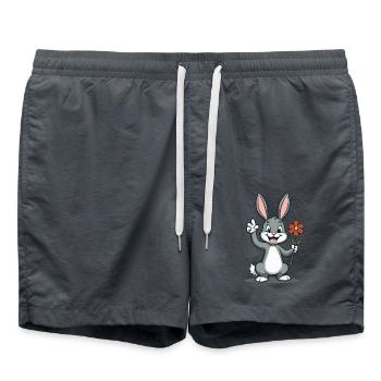 Funny Easter Bunny Cute Bunny Easter - Swim Trunks - anthracite - Front - AI Model Male 185 light (185cm)