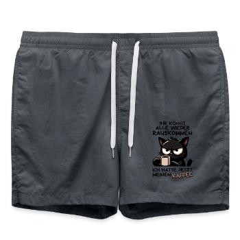 Kaffee zuerst – Dann dürft ihr wieder rauskommen - Badeshorts - Anthrazit - Vorne - AI Model Male 185 light (185cm)