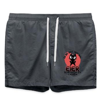 Zeit für Eier – Katze mit Haltung und Ansage - Badeshorts - Anthrazit - Vorne - AI Model Male 185 light (185cm)