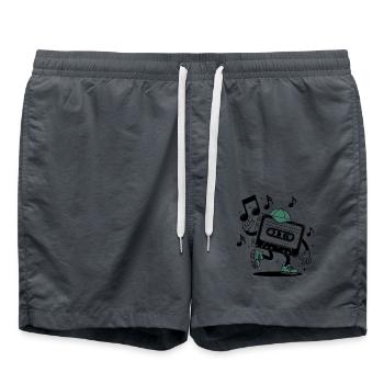 Cassette retro De Fête Rétro année 80 et 90 - Short de bain - charbon - Devant - AI Model Male 185 light (185cm)