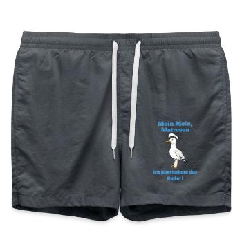 Moin Moin Matrosen ich übernehme das Ruder Möwe - Badeshorts - Anthrazit - Vorne - AI Model Male 185 light (185cm)