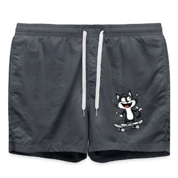 Skateboarder Skater Cat Skateboard Skating - Swim Trunks - anthracite - Front - AI Model Male 185 light (185cm)