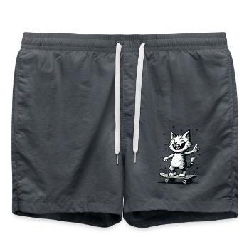 Skateboarder Skater Cat Skateboard Skating - Swim Trunks - anthracite - Front - AI Model Male 185 light (185cm)