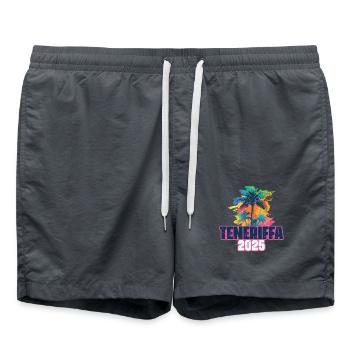 Teneriffa 2025 Urlaub Palmen - Badeshorts - Anthrazit - Vorne - AI Model Male 185 light (185cm)