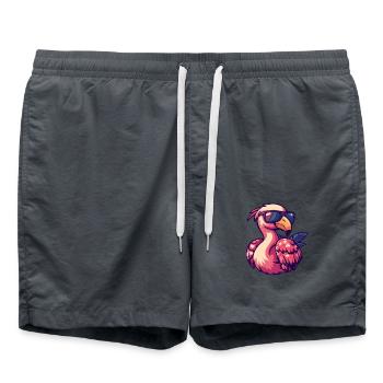 Flamingo Comic Funny Summer - Swim Trunks - anthracite - Front - AI Model Male 185 light (185cm)