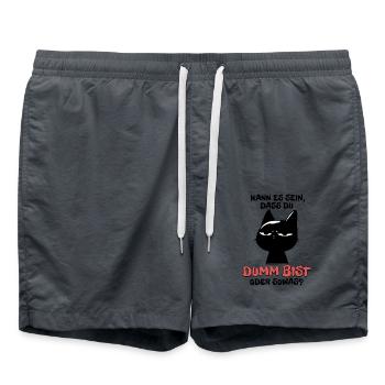 Kann es sein dass du dumm bist? - Schwarze Katze - Badeshorts - Anthrazit - Vorne - AI Model Male 185 light (185cm)