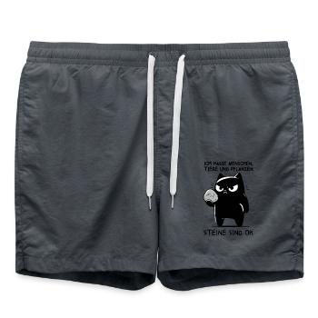 Ich hasse Menschen, Tiere und Pflanzen - Katze - Badeshorts - Anthrazit - Vorne - AI Model Male 185 light (185cm)