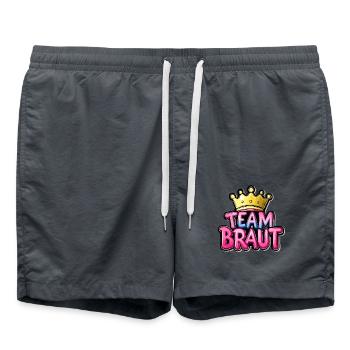 Team Braut Hochzeit Junggesellinnen Abschied - Badeshorts - Anthrazit - Vorne - AI Model Male 185 light (185cm)