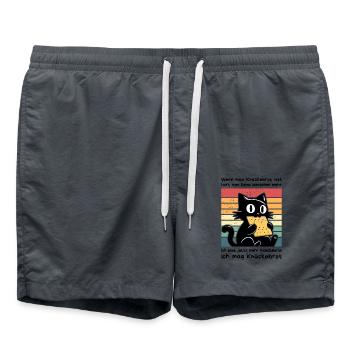 Menschen überhören - Schwarze Katze Sarkasmus - Badeshorts - Anthrazit - Vorne - AI Model Male 185 light (185cm)