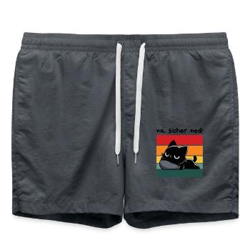 Na, sicher ned! – Grantige Katze mit Sarkasmus - Badeshorts - Anthrazit - Vorne - AI Model Male 185 light (185cm)