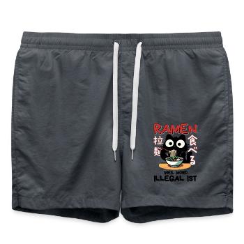 Ramen: Weil Mord illegal ist - Schwarze Katze - Badeshorts - Anthrazit - Vorne - AI Model Male 185 light (185cm)