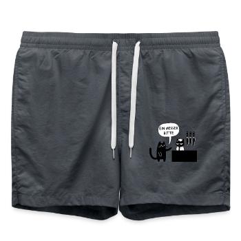 Ein Messer bitte – Schwarzer Humor mit Katze - Badeshorts - Anthrazit - Vorne - AI Model Male 185 light (185cm)
