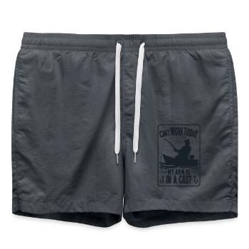 Can't Work My Arm Is In A Cast Fischer Angeln - Badeshorts - Anthrazit - Vorne - AI Model Male 185 light (185cm)