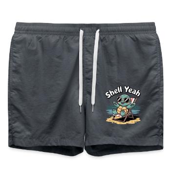 Shell Yeah Cute Turtle Lover Pun Funny Animal - Swim Trunks - anthracite - Front - AI Model Male 185 light (185cm)