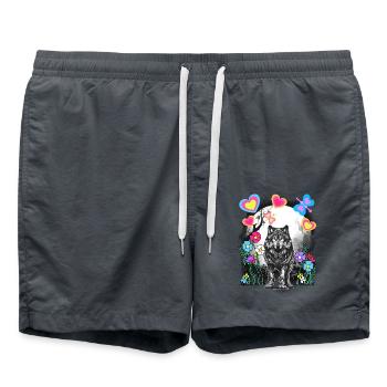 Retro Wolf Wolves Fairy Tale Fairy Tale Character Vintage - Swim Trunks - anthracite - Front - AI Model Male 185 light (185cm)