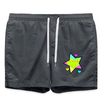 Retro Katzen Katze Stern Vintage 80er 90er bunt - Badeshorts - Anthrazit - Vorne - AI Model Male 185 light (185cm)